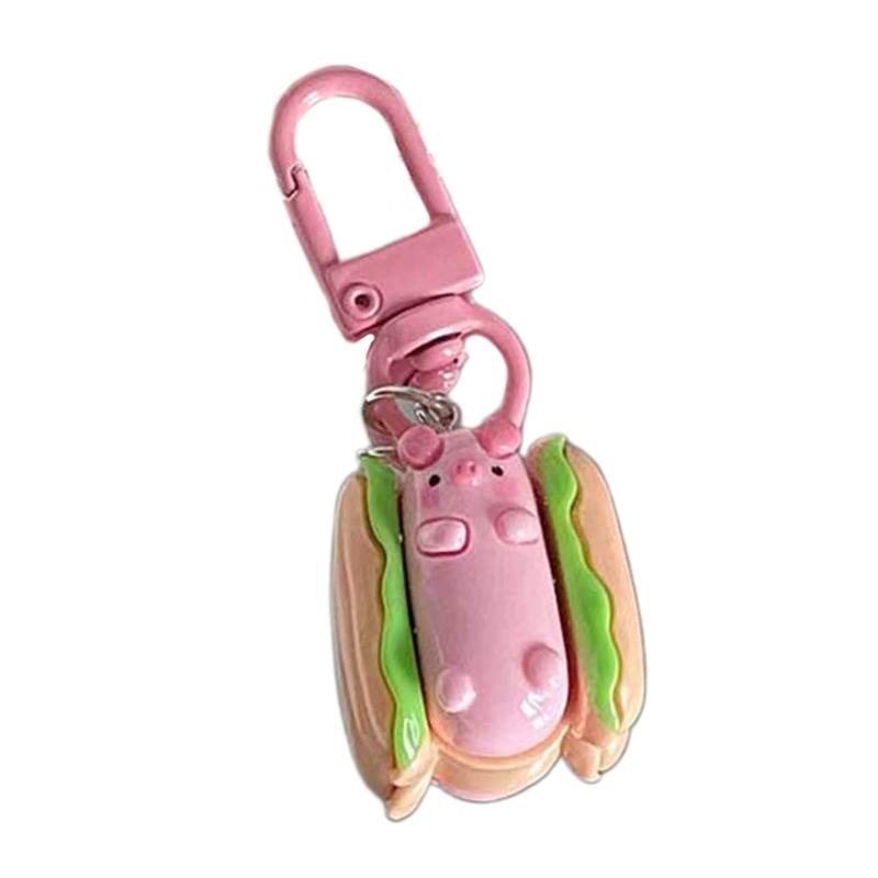 Pig Pendant Alloy Acrylic Material Long Lasting Use Animal Keychain for Bag