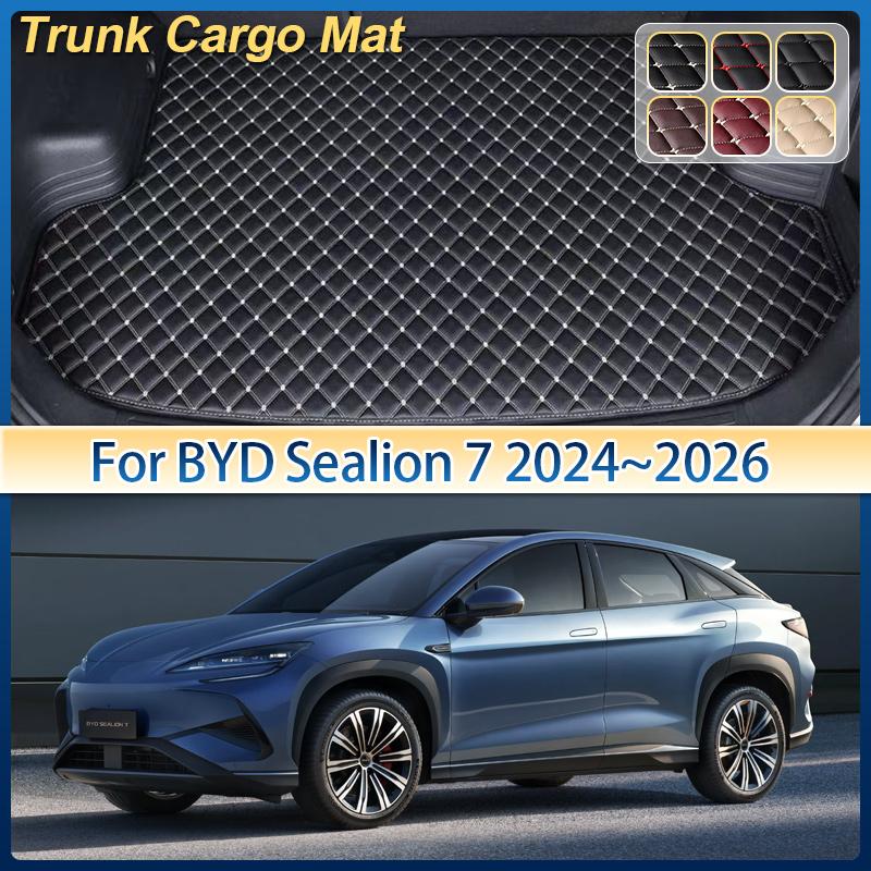 Alfombrilla de Maletero de Cuero para BYD Sealion 7 2024 2025 2026 Almohadilla de Almacenamiento de Carga Alfombrilla de Maletero Alfombra Interior de Coche Accesorios