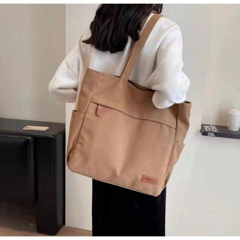 Canvas-Tasche Canvas große Kapazität neuer Student vielseitig lässig schlichte Schulter-Tragetasche