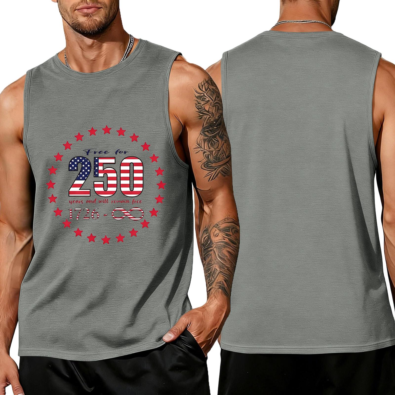 

Men s Loose Fit Casual Summer Sleeveless Tank Top with Flag Print Suitable for Daily Wear and Outdoor Activities XXXXXL