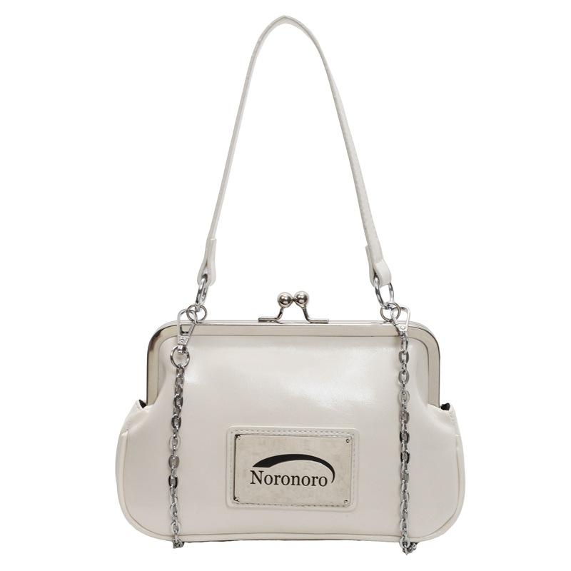Fashion Trend Simple Light Luxury Oil Wax Leather Portable Clip Dinner Bag Versatile Korean Foreign Style Messenger Change Bag Woman