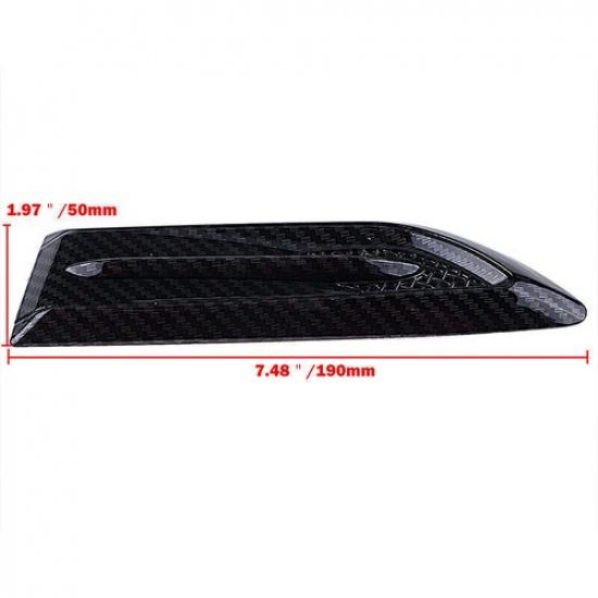 Carbon Fiber Black Side Wing Air Flow Intake Vent Fender Scoop Bonnet Decor 2pc
