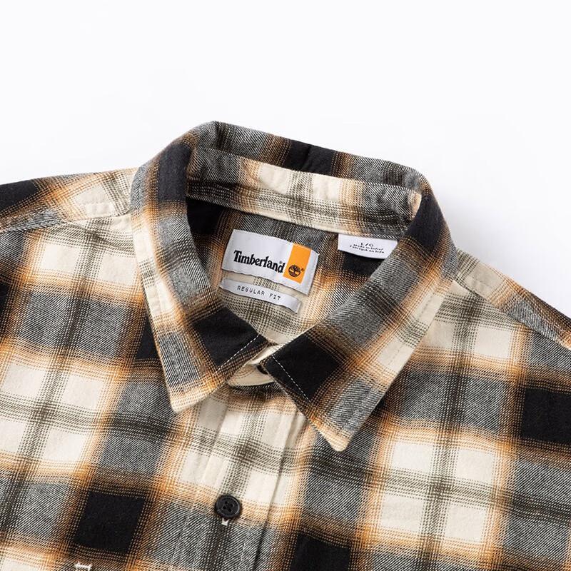 Timberland Check Print Outdoor Casual Long Sleeve Shirt Men shirts Black White A28XB-V09