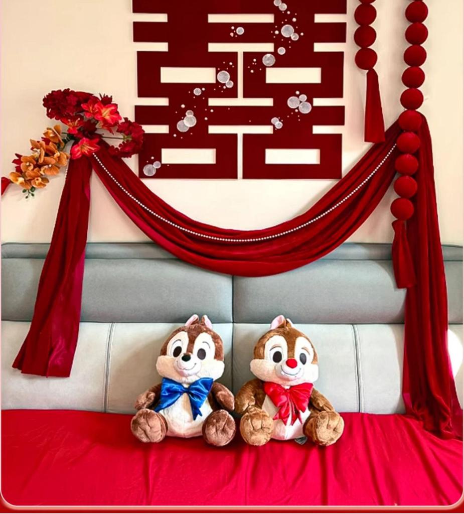 Set Decorazione Matrimonio Camera da Letto Doppia Felicità Rossa