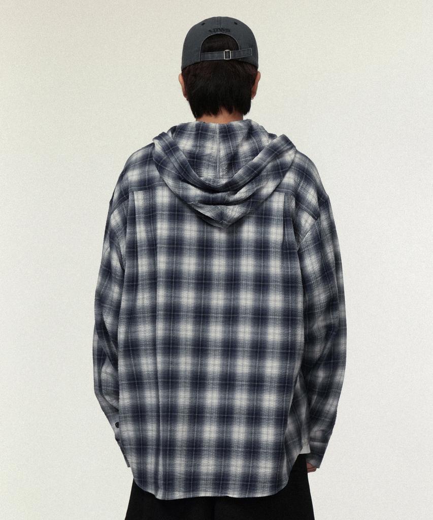 IDWS Hooded Checkered Shirt Blue