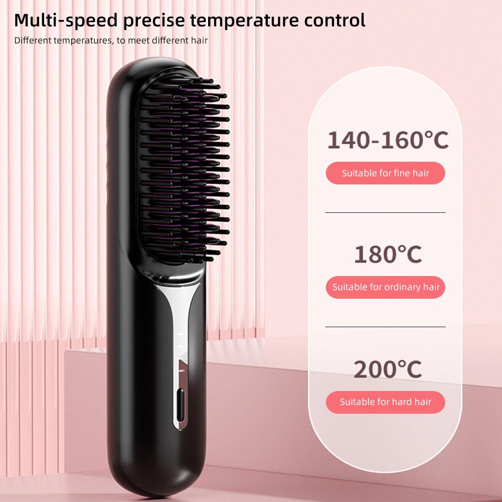 Wireless Portable Hair Straightener Adjustable Temperature Rechargeable Dual-purpose Hair Straightener Curling Iron Hair Style Tool