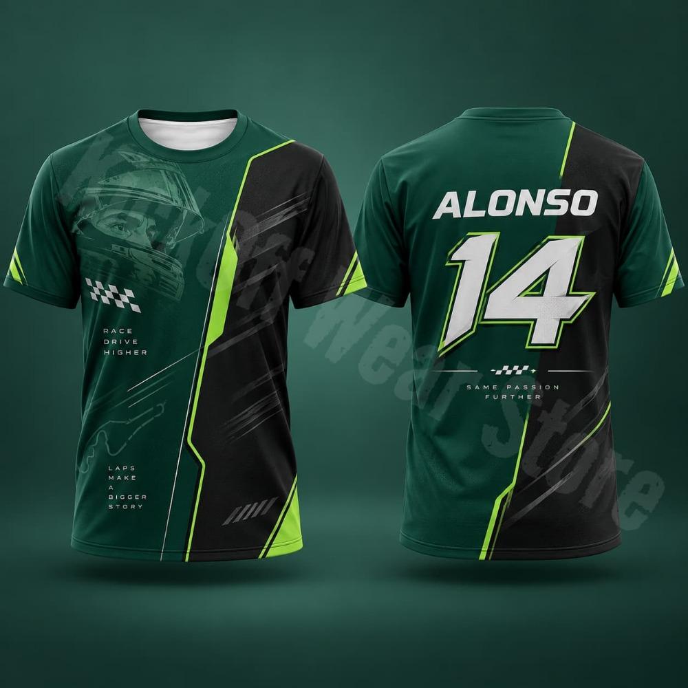 Alonso 14 Men's T Shirt Summer Racing Style Graphic Tee Speed Streetwear Casual Wear Unisex Men Women Motorsport Fan Clothing