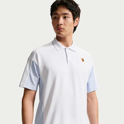 Nike Dri Fit Tennis Tops Men s White Polo Collar Moderate 2XL