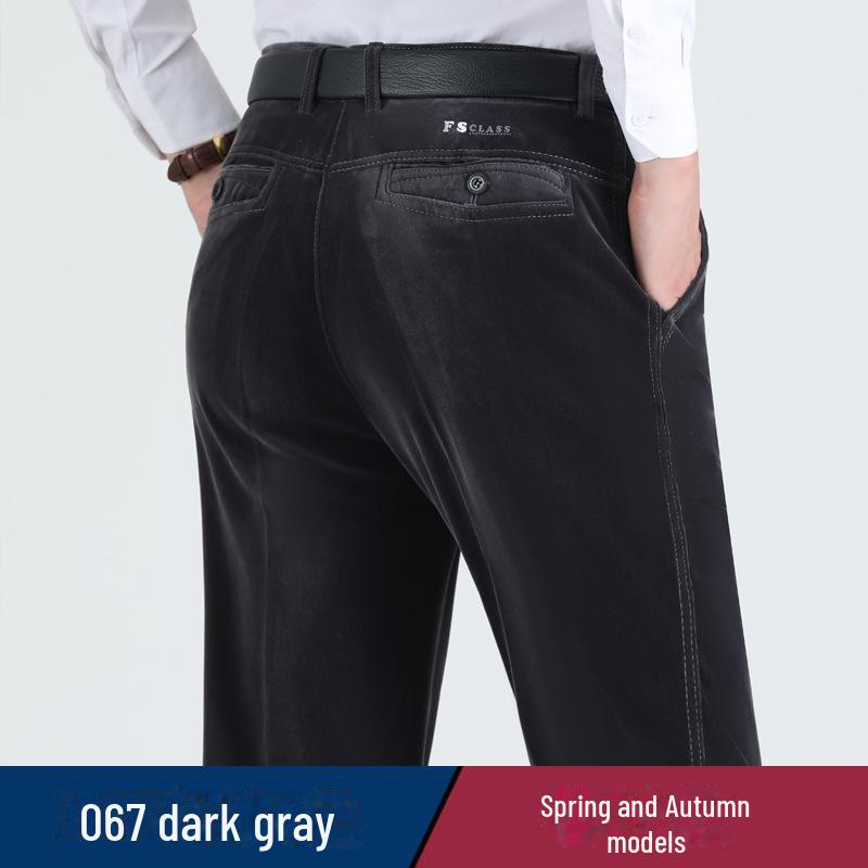 

Мужские брюки из эластичного вельвета — для среднего возраста, повседневные, свободного кроя, с добавлением бархата, утолщенные, на все времена года 38 (3 )