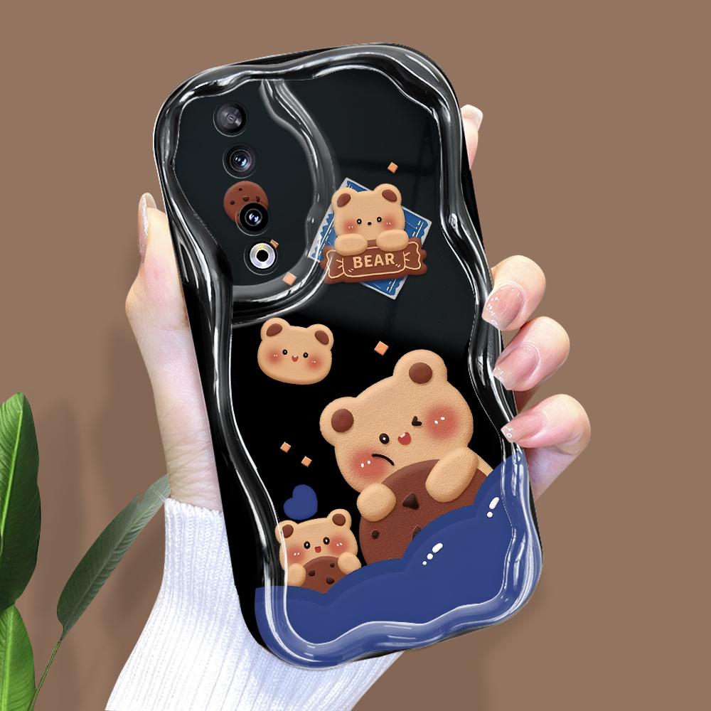 

Милый мультяшный узор, кремовая текстура, мягкий силиконовый чехол с волнистыми краями, чехол для телефона для Huawei Honor Infinix Tecno iPhone iPhone XS чёрный