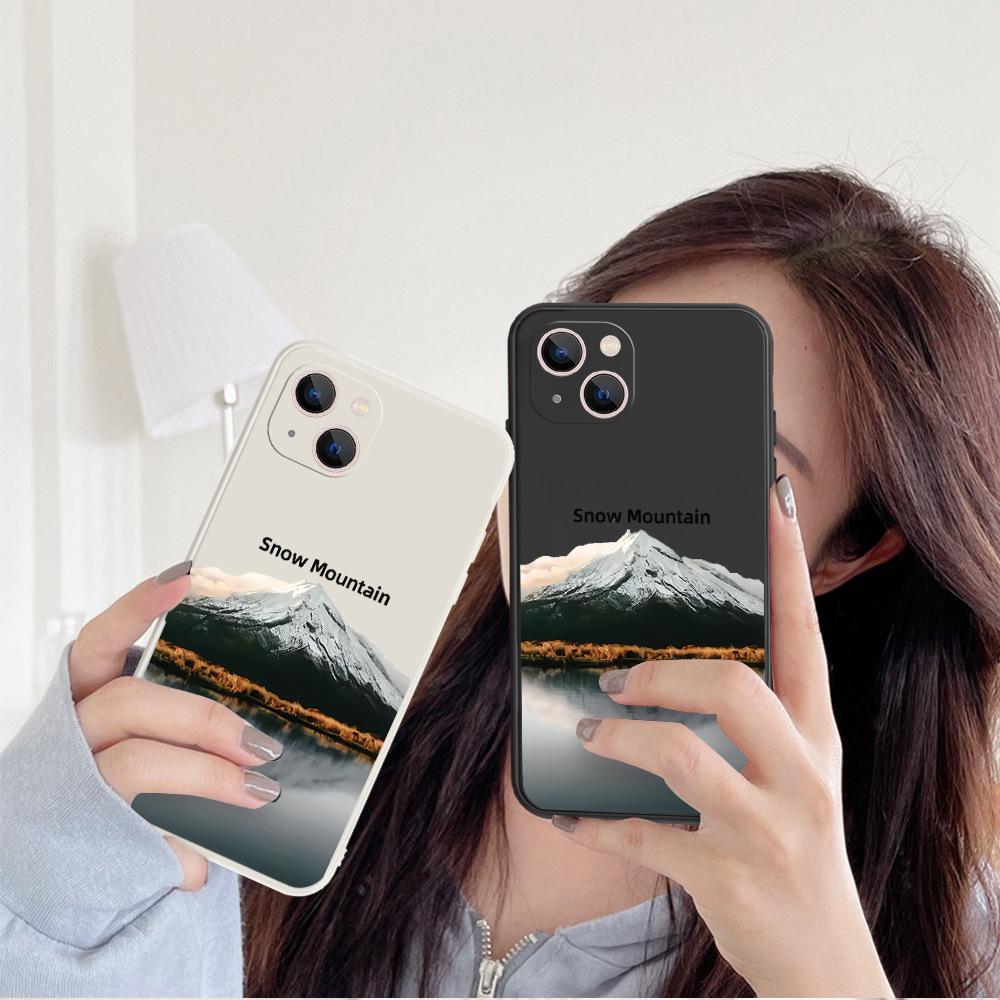 Reflection Snow Mountain is suitable for Apple 16promax mobile phone case, the new iphone15 matte soft case 17 is all-inclusive and anti-drop.
