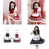 Lolita Girl Costume Dress With Puffy Sleeves And Large Bow For Halloween Cosplay