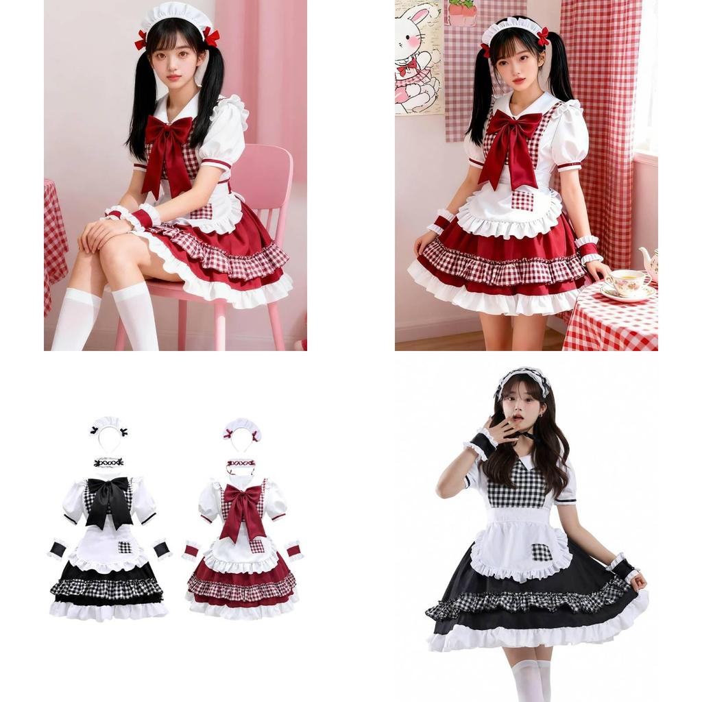 Lolita Girl Costume Dress With Puffy Sleeves And Large Bow For Halloween Cosplay