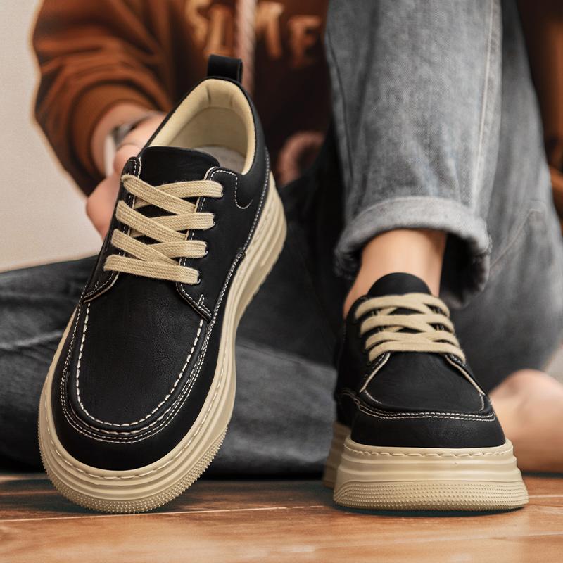 Fashion Sports thick soled casual shoes Trendy Minimalist Fashion Style Daily Comfort Quality Youth and adult Black shoes lace-up