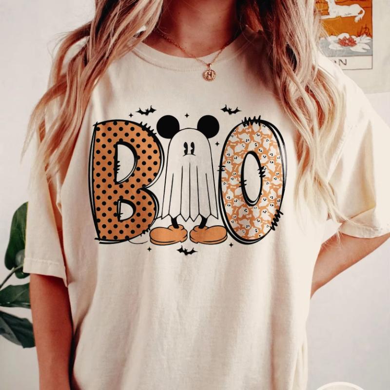 Boo Halloween Printed Tshirt Boy Girls Casual Short Sleeve Family ParentChild Tops Unisex and Women Cotton Loose