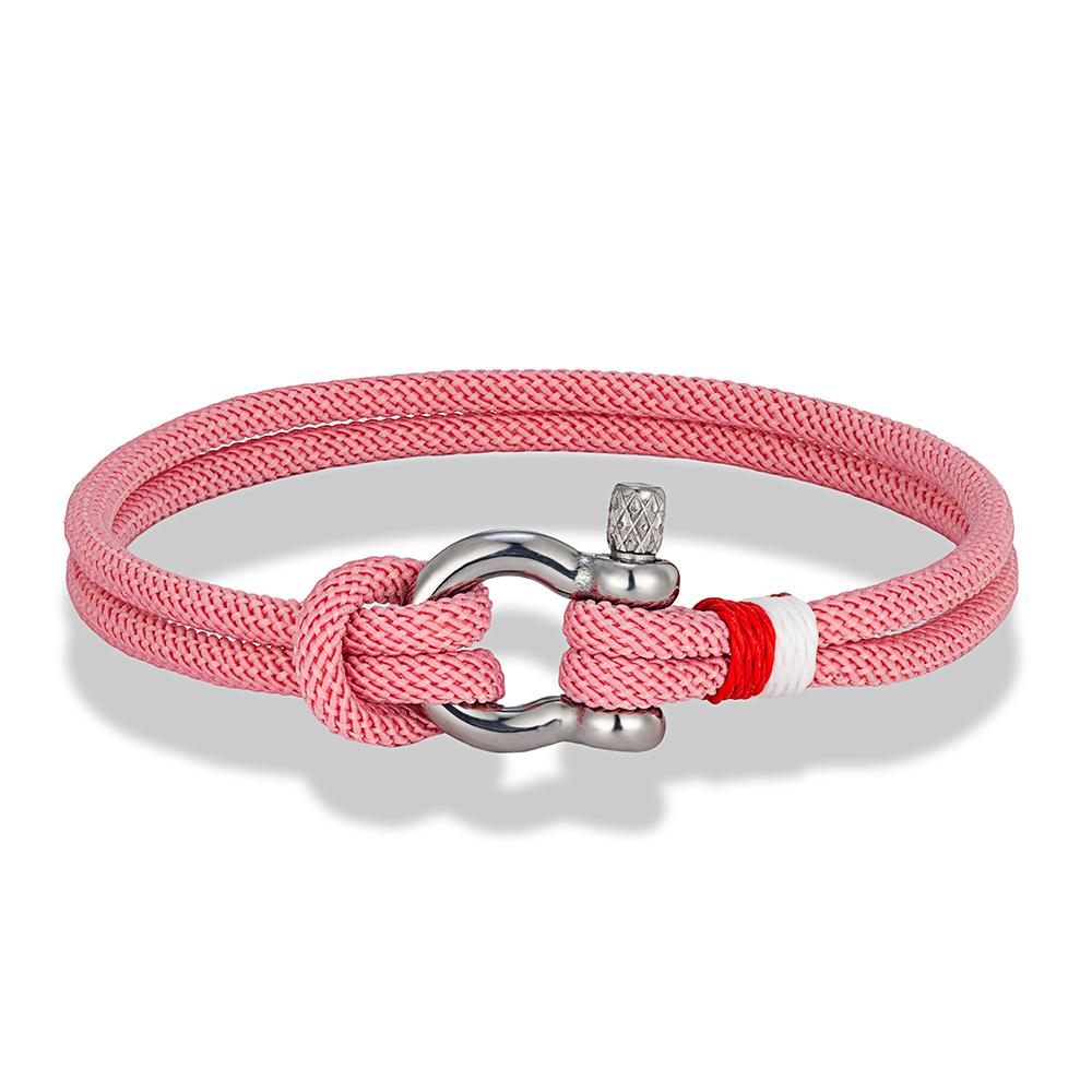 Navy Blue Braided Rope Bracelet Stainless Steel Mini Horseshoe Shackle with Screws Bracelets for Men Women Couple Jewelry