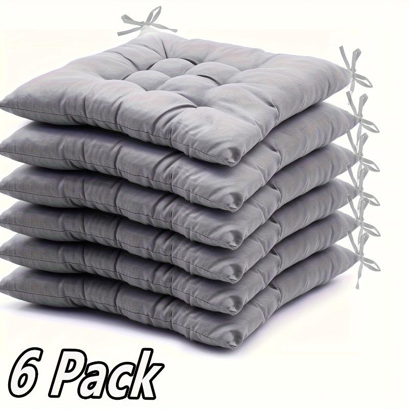 

6-Pack Thick Square Chair Cushions, Soft Fiber Seat Pads with Ties for Rocking Dining Chairs, All-Season Indoor & Outdoor Use
