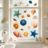 Conchas Estrellas de Mar Pegatina Estática para Ventana Sin Pegamento Autoadhesiva Para Decoración de Vidrio de Dormitorio Baño