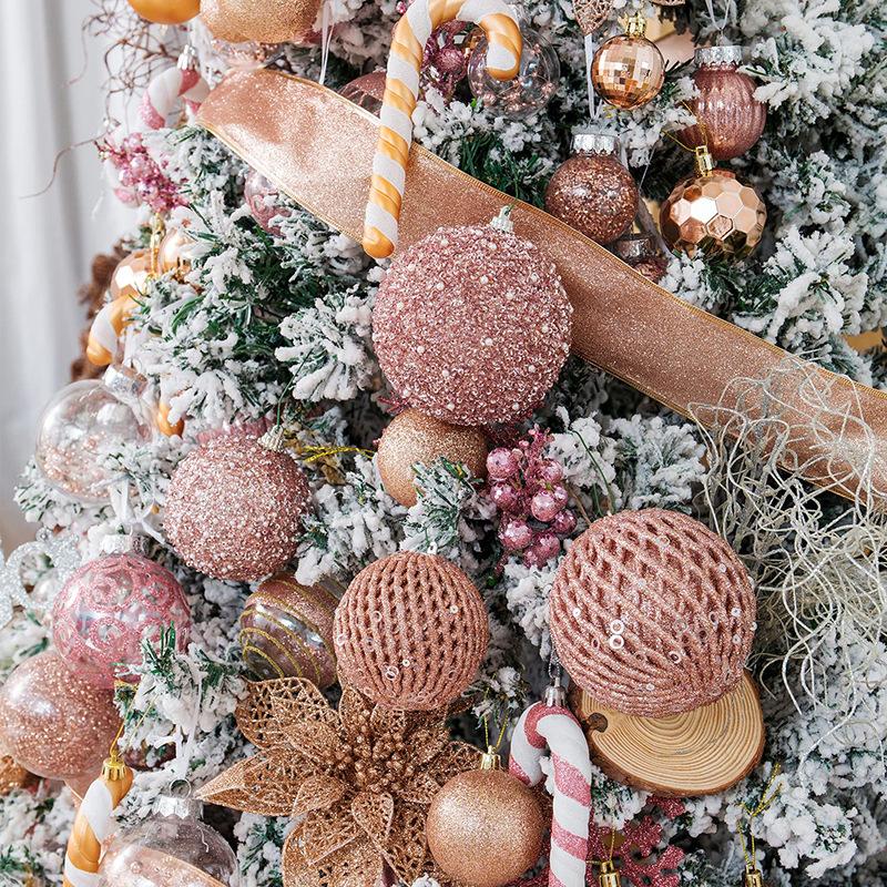 12Pcs 8cm Christmas Tree Balls Ornament Big Glitter White Red Xmas Tree Hanging Pendant Decoration For Home 2025 New Year Gift
