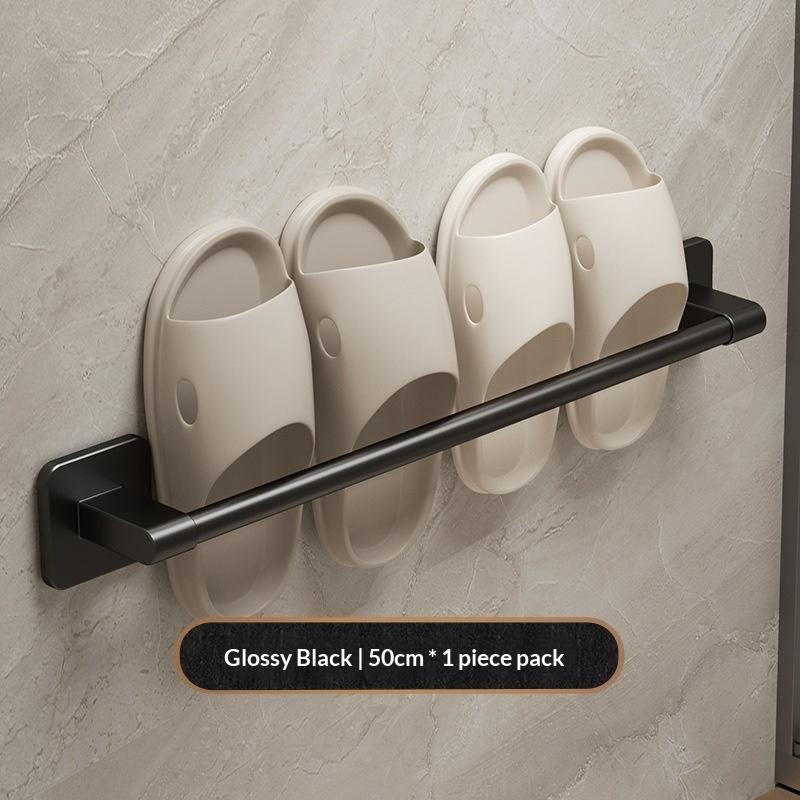 Two Layer Punch-Free Towels Holder Bar Bathroom Storage Rack Towel Rack Organizer Wall-Mounted Towel Shelf