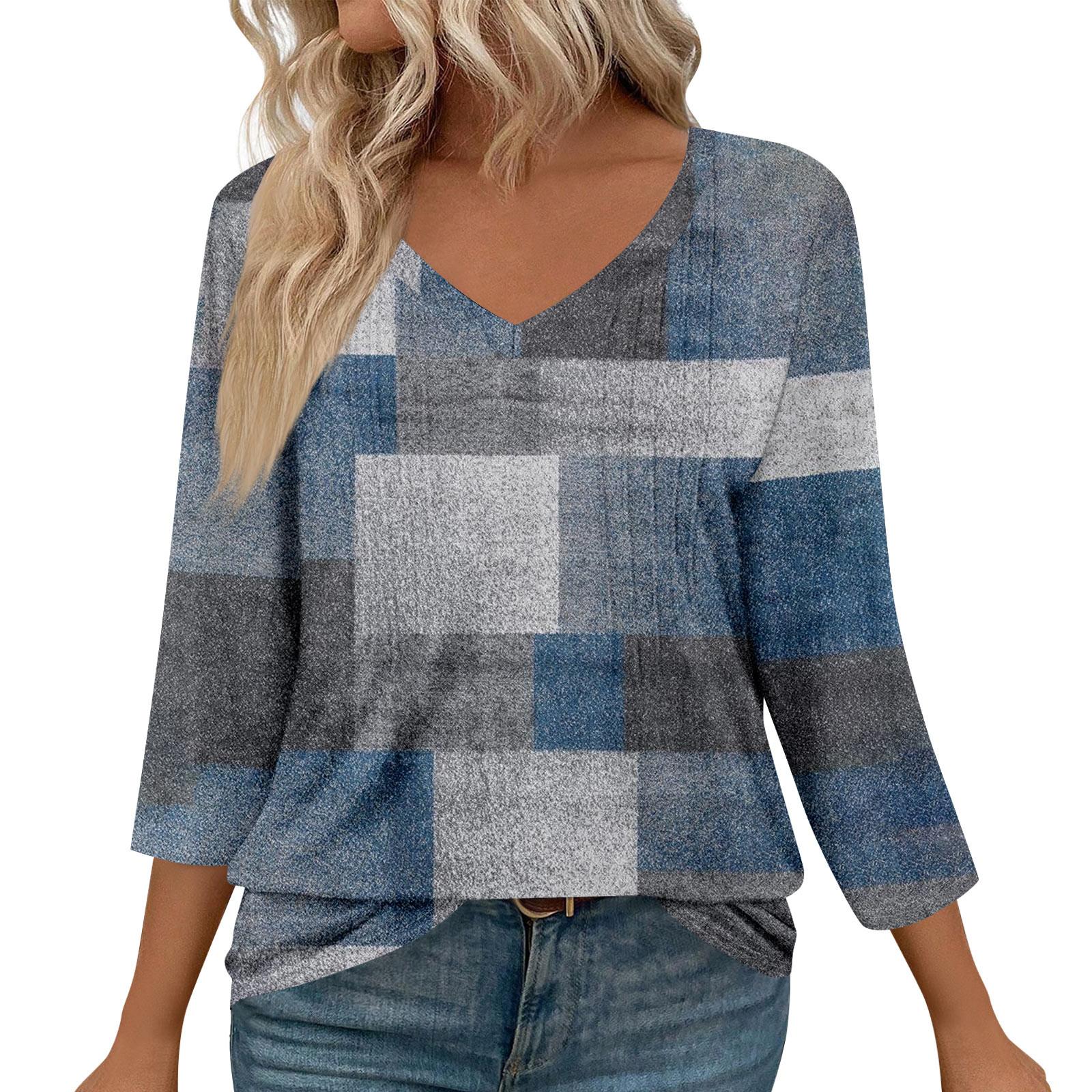 

Женская мода повседневные топы с рукавом 3/4 плиссированные модные топы футболки M