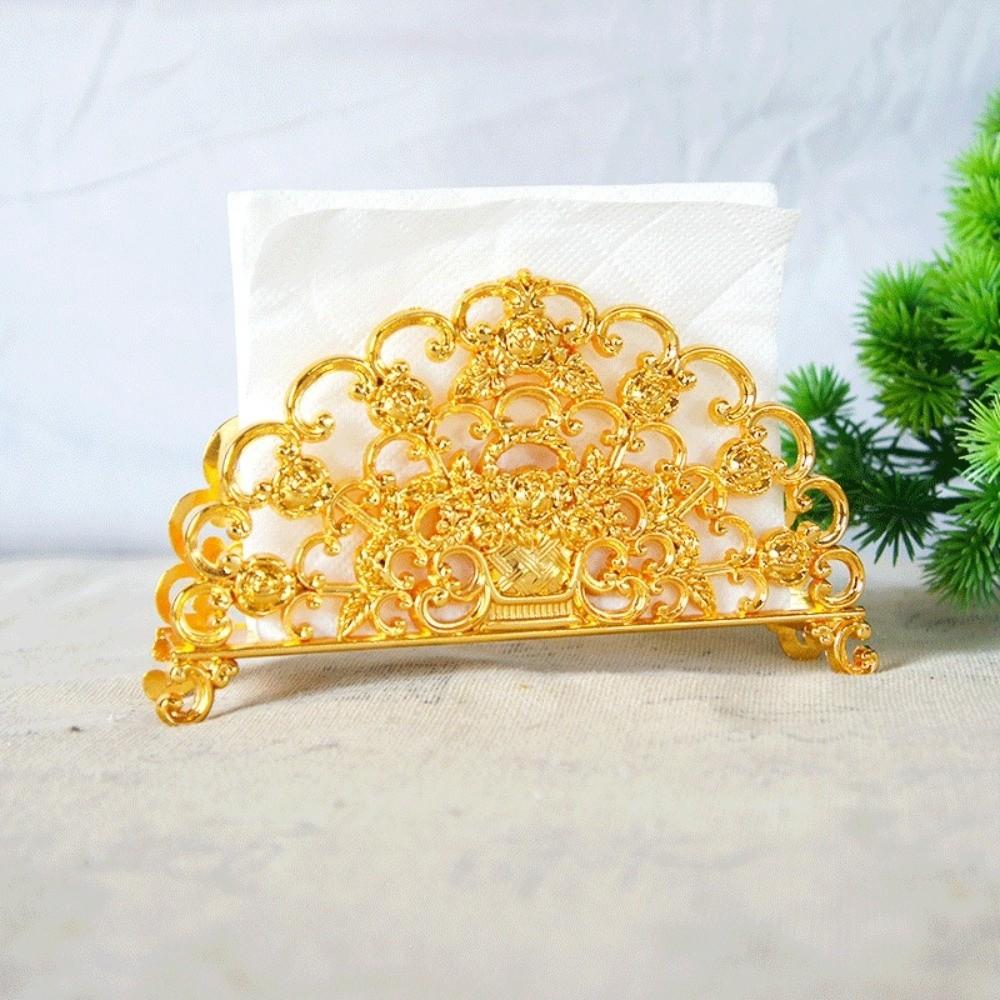 Desktop Ornament Metal Paper Dispenser Zinc Zinc Zinc Alloy Gold Tissue Box Napkin Holder  Restaurant