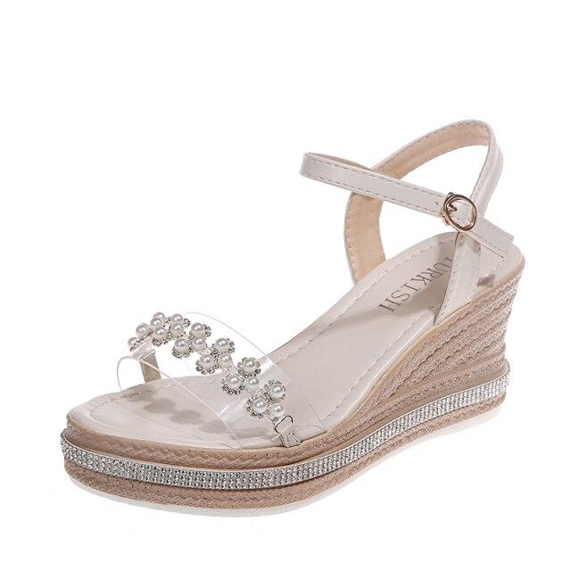 New High Heels Women Summer Shoes Wedges Bohemian Women Sandals Flat Platforms Diamond Beach Sandles Open Toe Women Shoes