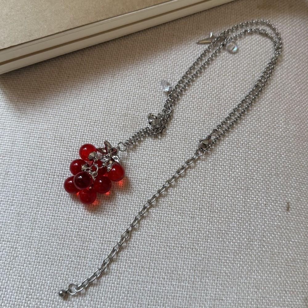 Saturn Starburst Choker Beaded Fruit Cluster Charm Y2K Neckwear Grape Cluster Necklace Photoshoot