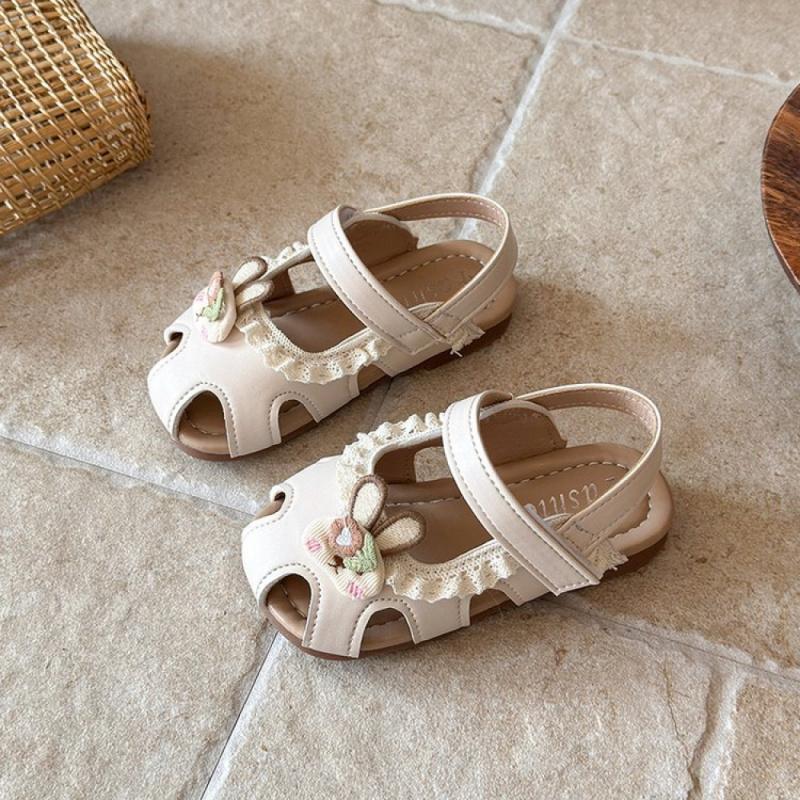 Summer Princess Sandals For Girls Korean Trend Fashion Girl's Sandal Anti-slippery Soft-soled Leather Footwear For Kids