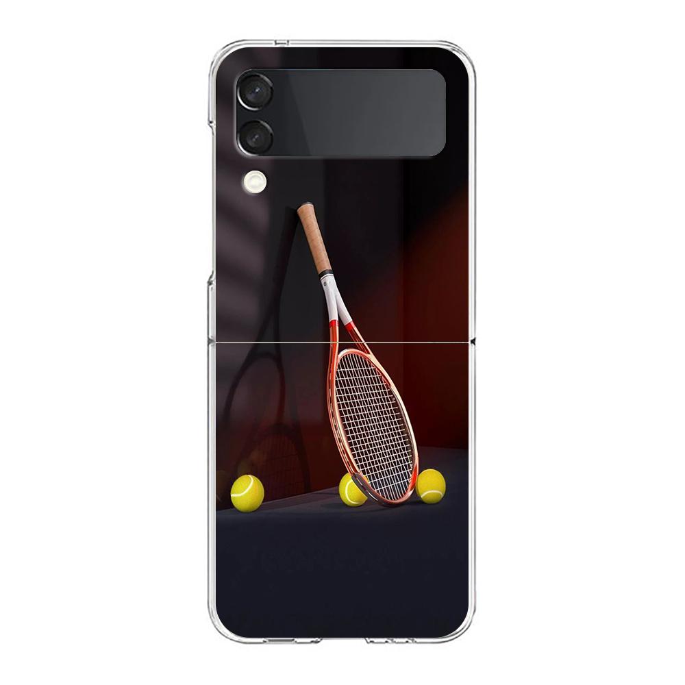 Phone Cover For Samsung Galaxy Z Flip 6 5 4 Case Transparent For Samsung Z Flip 3 Hard PC Foldable Shell Tennis Sport Capas Bags