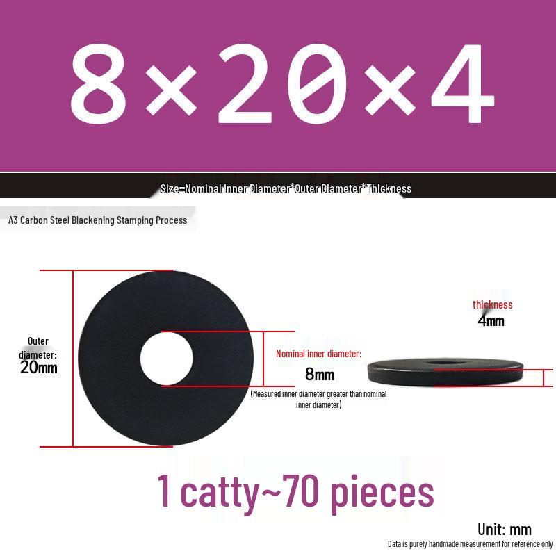 Black Oversized Thickened Round Metal Flat Washer Spacer for Home Use