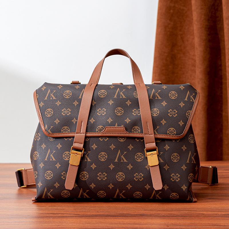 Versatile Briefcase Backpack Women S Print Fashion Large Capacity Travel Vacation Daily Travel коричневый