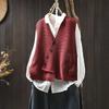Gilet lavorato a maglia di cotone con scollo a V e applicazione in pizzo da donna, vestibilità ampia, cardigan da stratificare, top oversize senza maniche moda autunno inverno