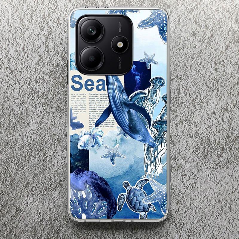 Ocean Starfish Sea Turtle Shark Phone Case For Xiaomi Redmi Note 14 14S 13 12S 12 10 10S 11 Pro Plus 11S 11E 11T 9 9S Soft Silic