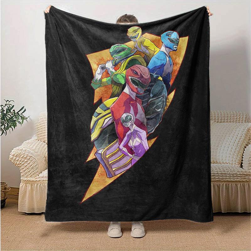 

1pc Colorful Power Rangers Home Decor Blanket: Perfect Gift for Bedroom, Living Room, Travel, Camping, Car, Beach, Office Nap, Cozy Flannel Throw for 130x150cm