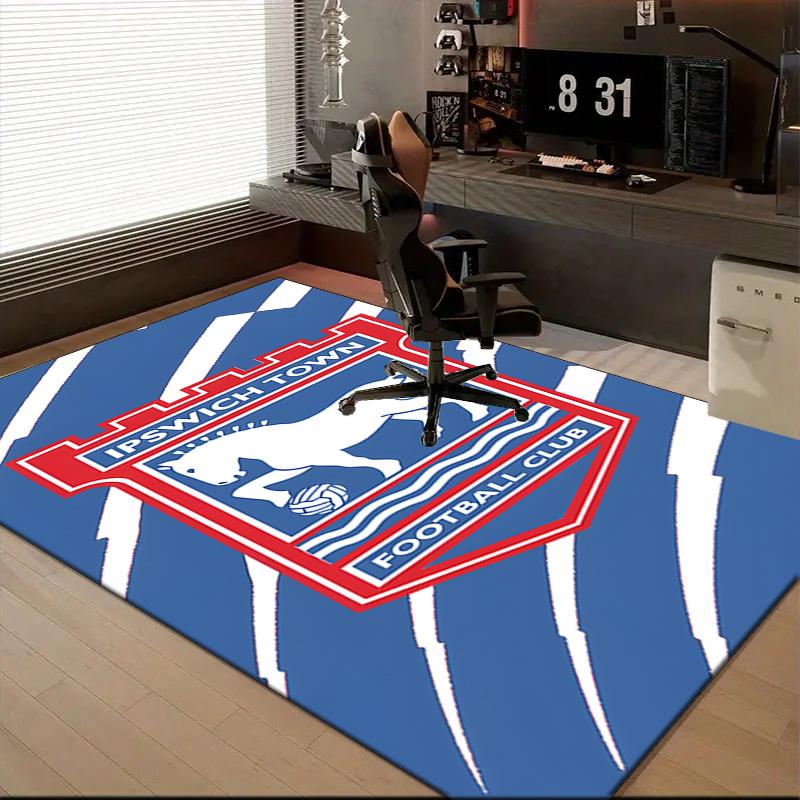 FC Ipswich Crest Rug for Living Room, Game Rooms, Office, Bedroom, Office Floor Mat Playful Design, fan gifts Christmas decor