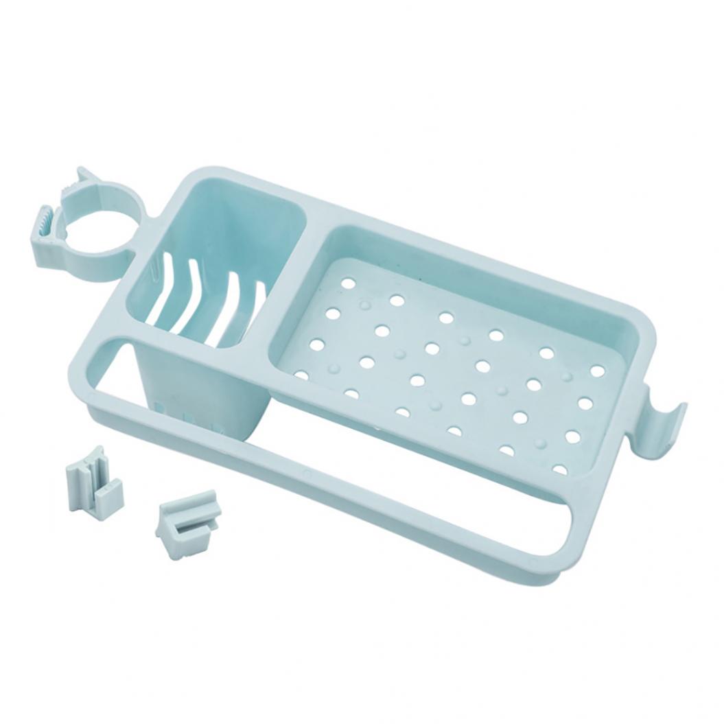 

Регулируемая сливная стойка, держатель для губки, мыла, органайзер для кухни и ванной комнаты синий