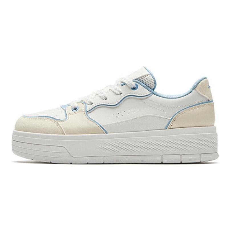 Anta Breathable Lightweight Height Increasing Low Top Skateboard Shoes Women's White Blue Beige 122528032-3