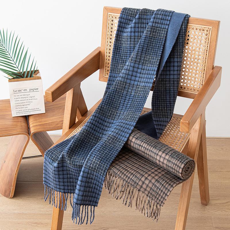 Autumn and winter new wool scarves men's and women's retro plaid thickened fringed scarves fashionable versatile shawls