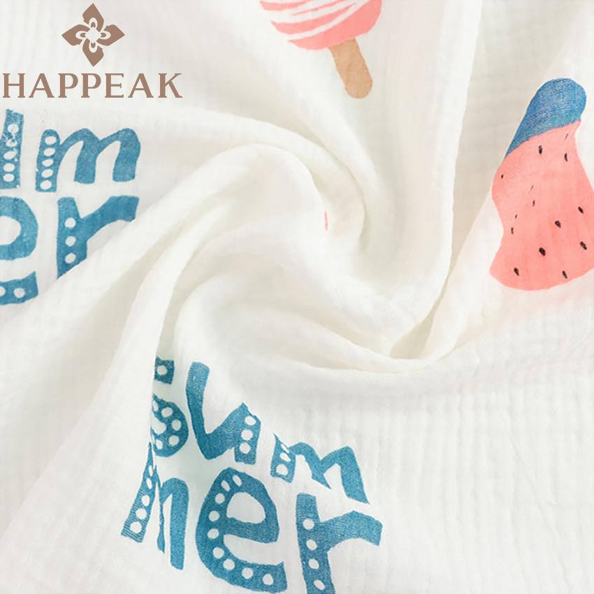 HAPPEAK High Quality Muslin Fabric Custom Ice Cream Printing Double Gauze Cotton Fabric for Swaddle Blankets