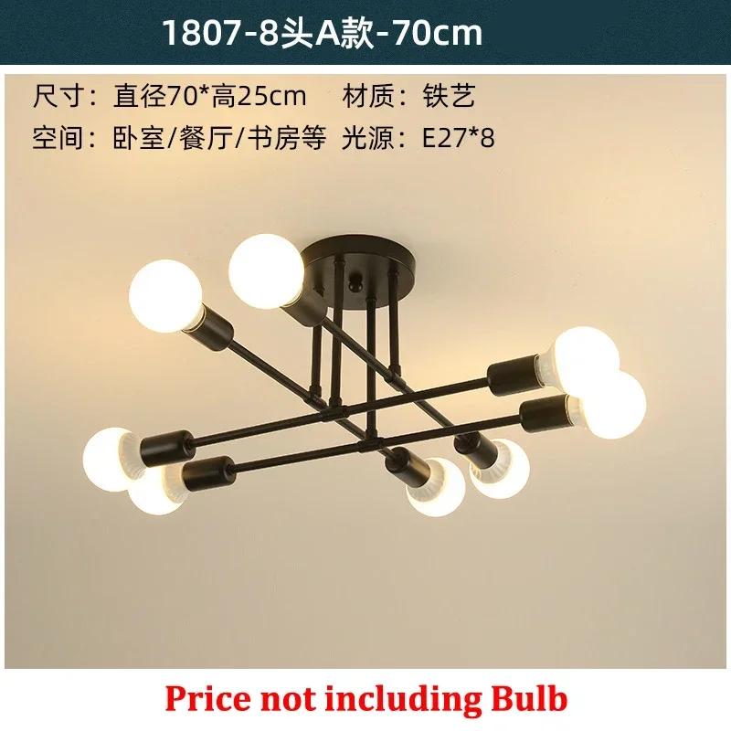 Vintage 3 5 8 Pipes Ceiling Lamp Retro Black Chandeliers Light Iron Loft Lustre Classic Living Dining Room Luminaire Home Decor
