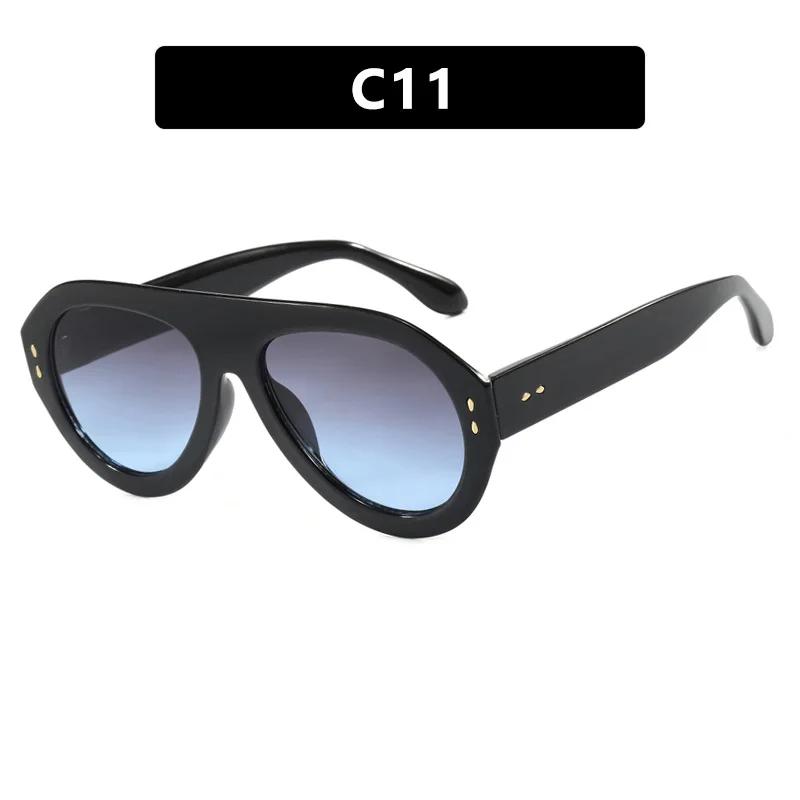 Vintage Flat Top Pilot Sunglasses Women For Men Luxury Brand Designer Sun Glasses Punk Anti Blue Light Glasses Optical Big Frame