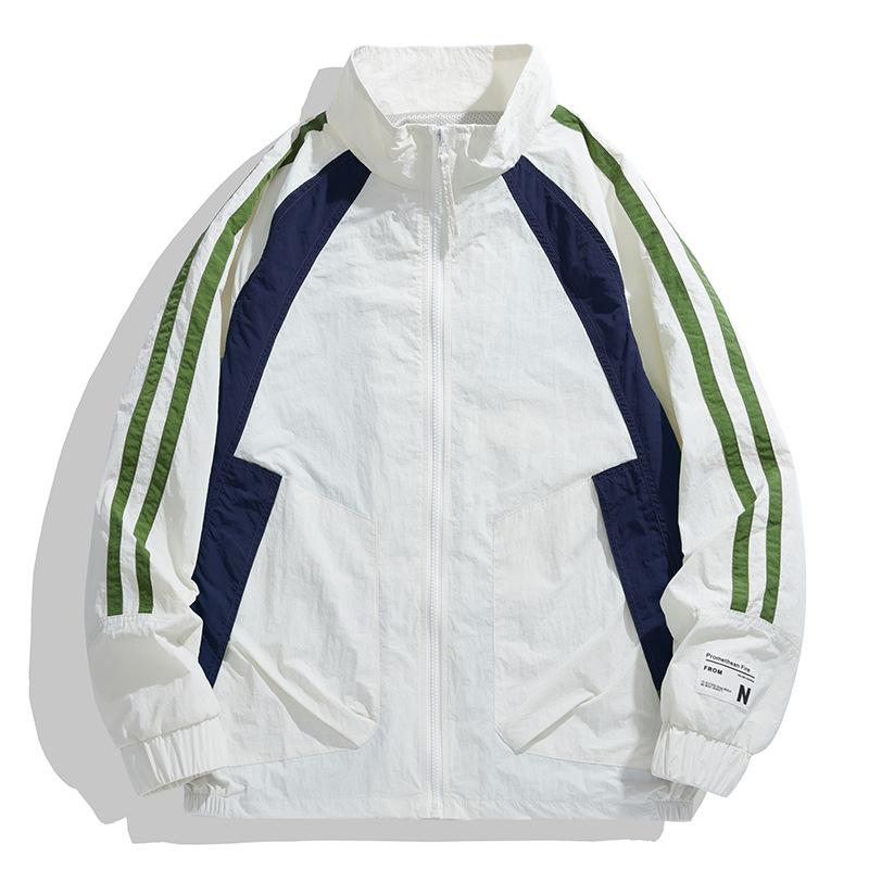 Outdoor men's coat autumn new fashion trend brand student jacket green insert color stand collar shirt men's single coat