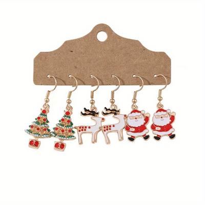 6-piece Set of Christmas and Halloween Personalized Funny Earrings with Multiple Fashionable Pieces, Suitable for Celebrating Holidays In Daily Life