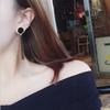 Women Elegant Long Party Accessories Round Black Fashion Ear Studs Tassel Dangle Earrings Jewelry