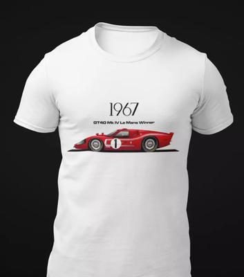 1967 GT40 Mk IV Race Car Short-Sleeve Unisex 100% Cotton T-shirt Mens Tees Top