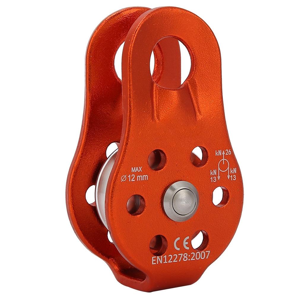 26KN Aluminium Alloy Heavy Duty Single Swivel Rope Pulley Block for 12mm Rope Climbing