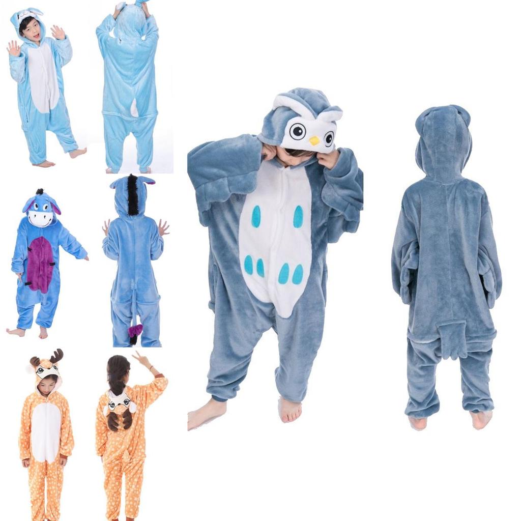 Stylish Animal Flannel Onesie Pajamas For Kids Soft Sleepwear Perfect For Home Lounging