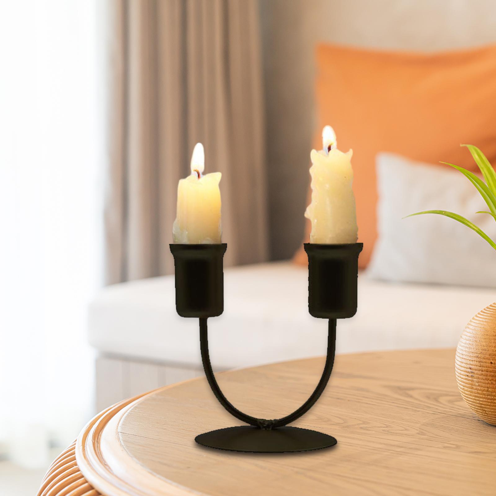 

Metal Candle Holder 2 Arm U Shaped Elegant Home Party Candlestick Holder for Party Festival Tabletop Banquet Home Decoration