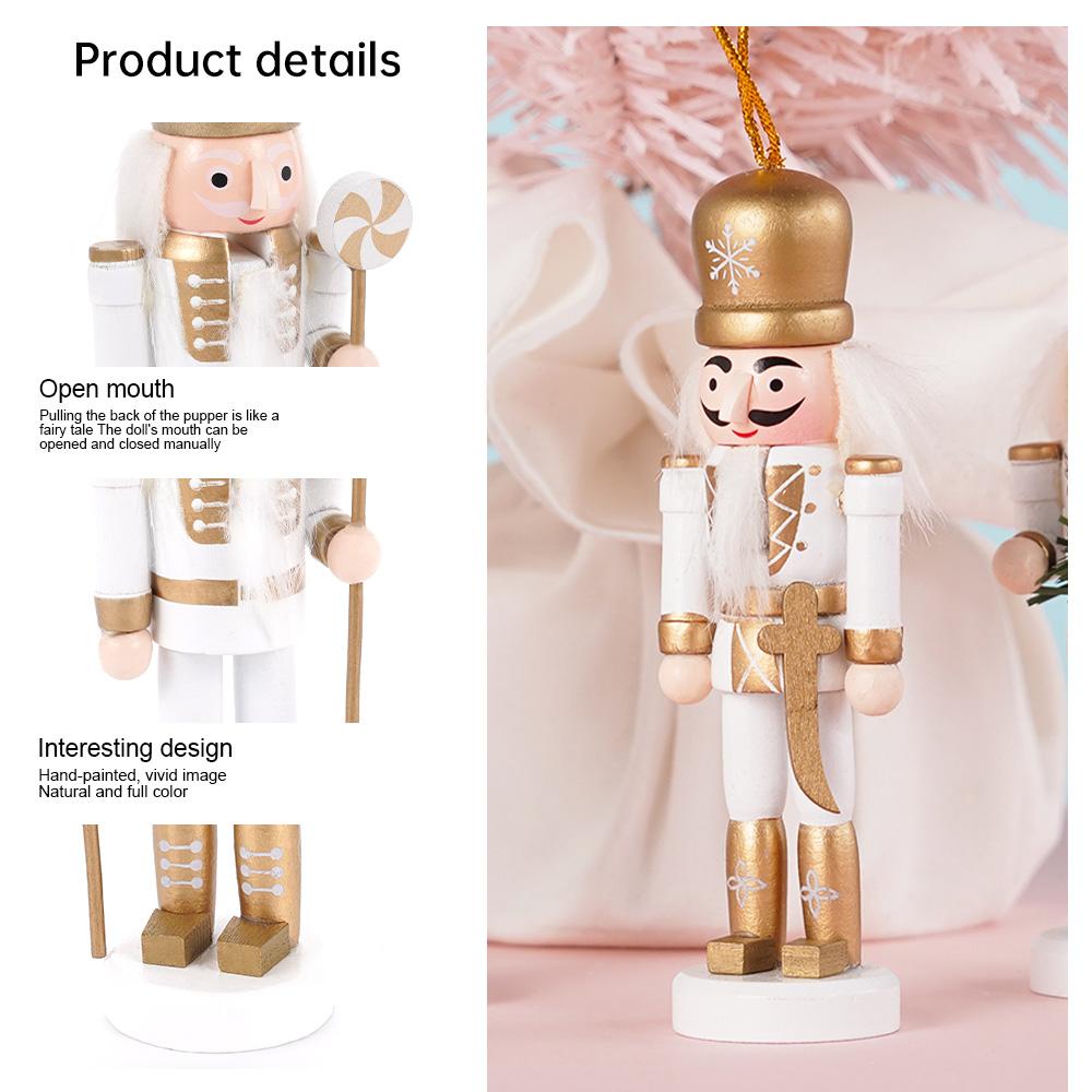 5Pcs/Set British Style Nutcracker Puppet Wooden Handmade Nutcracker Soldier Pendant Doll Toy Ornament Christmas Decoration Gift